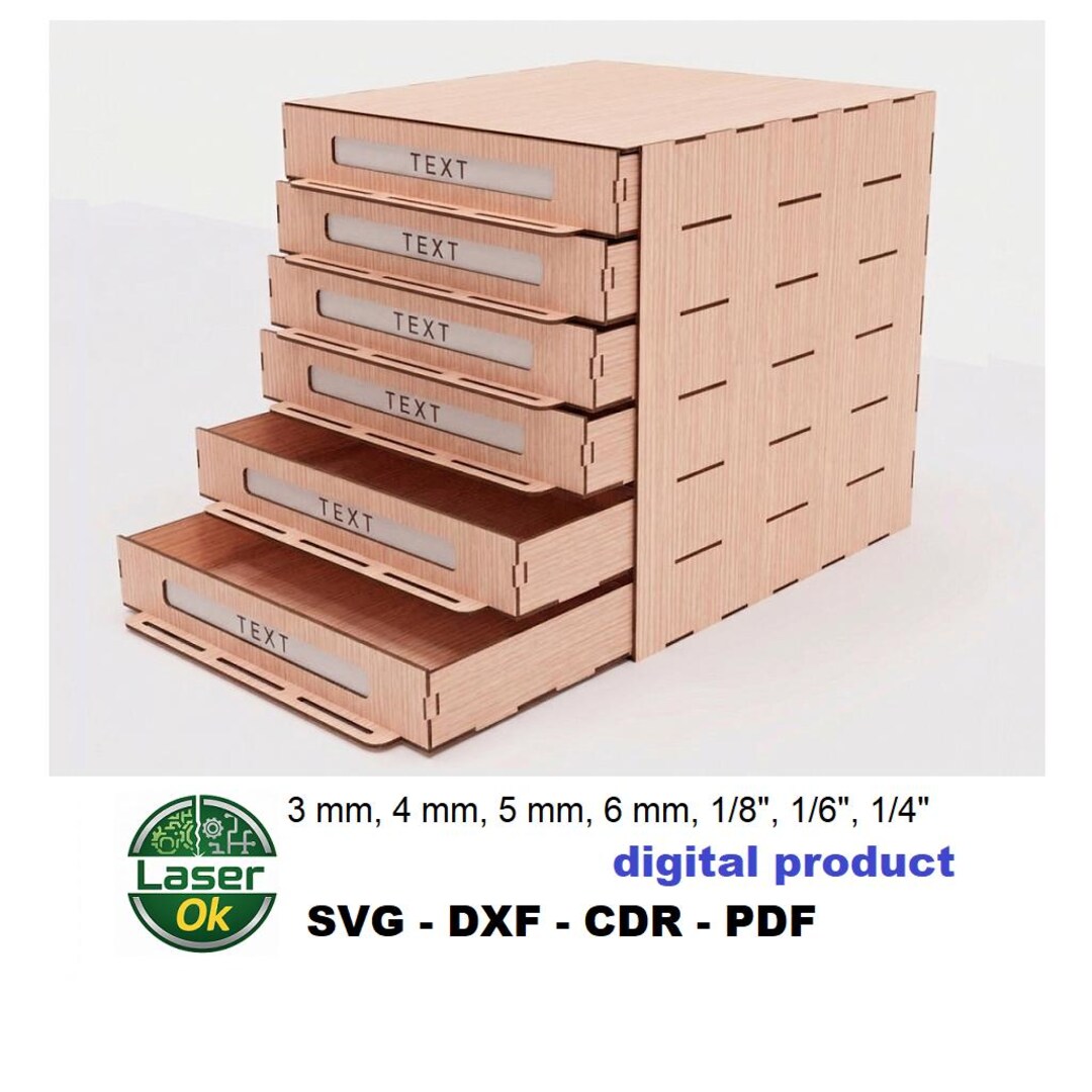 Laser Cut Files Storage Box With 6 Drawers SVG Digital Templates - Etsy