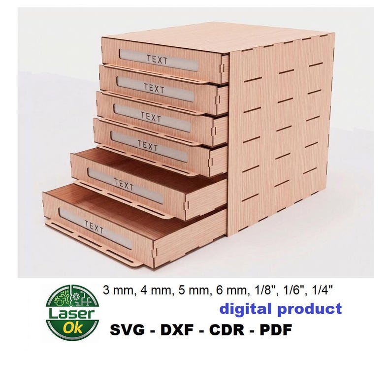 Laser Cut Files Storage Box With 6 Drawers SVG Digital Templates - Etsy