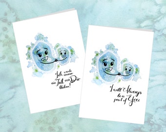 I will always be a part of you - Paramecium - Microbiology card – Mother’s Day card – geek card – science card - watercolour card