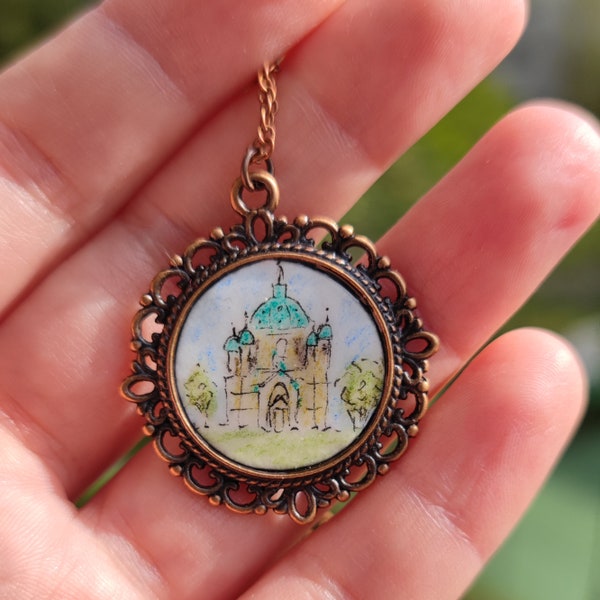 Berlin Cathedral Miniature Watercolor Necklace