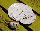 Tin Tea Set Childs Tea Party Set (7) Tea Cup Metal Saucers Plates Lithographed Childs Toy Tin Toys Tea Party Tin Litho Play Graphic Design