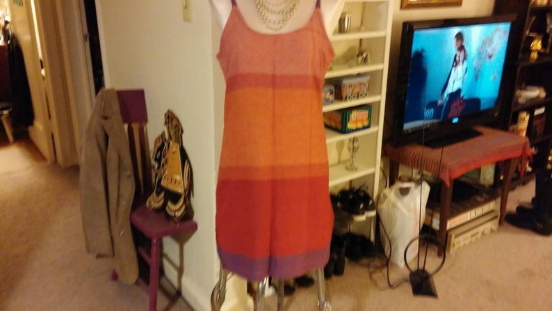 Vintage Dress Cotton Nepal Indian Summer Spaghetti Strap Multi Colored Beach Cover Up Pool Gear Sundress Festival Clothing