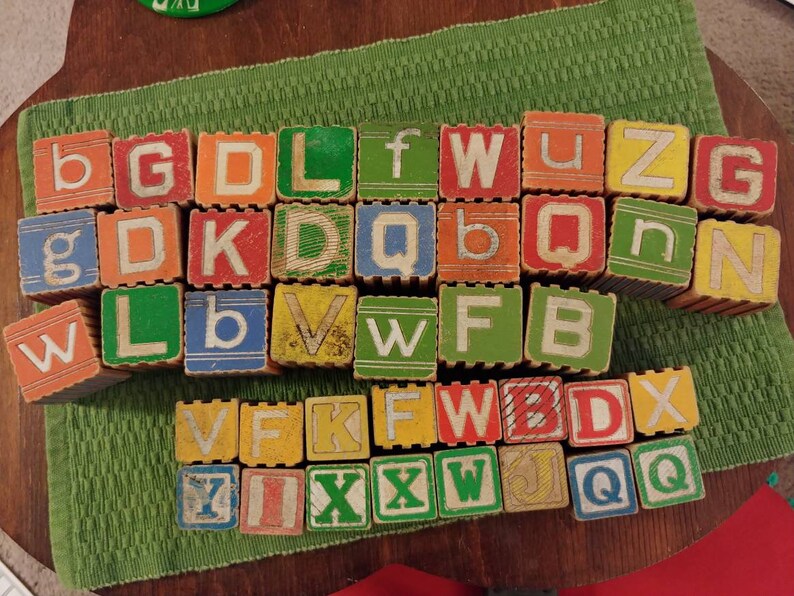antique wooden alphabet blocks