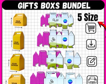 Plantilla de caja a dos aguas personalizable, tamaño 5 (PDF)