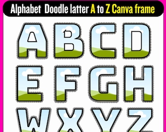 Letras del alfabeto editables con garabatos / Plantilla de Canva para el aula / Conjunto de letras imprimible para profesores