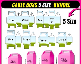 Plantillas editables de caja a dos aguas (5 tamaños) para embalajes de pequeñas empresas (archivos PDF)