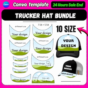 Ultimative Trucker-Hut-Vorlage | Bearbeitbare Krempe SVG Canva Cap Design Bundle
