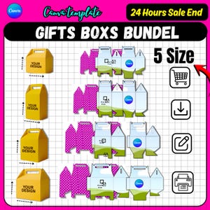 Customizable Gable Box Template Bundle Size 5 (PDF)