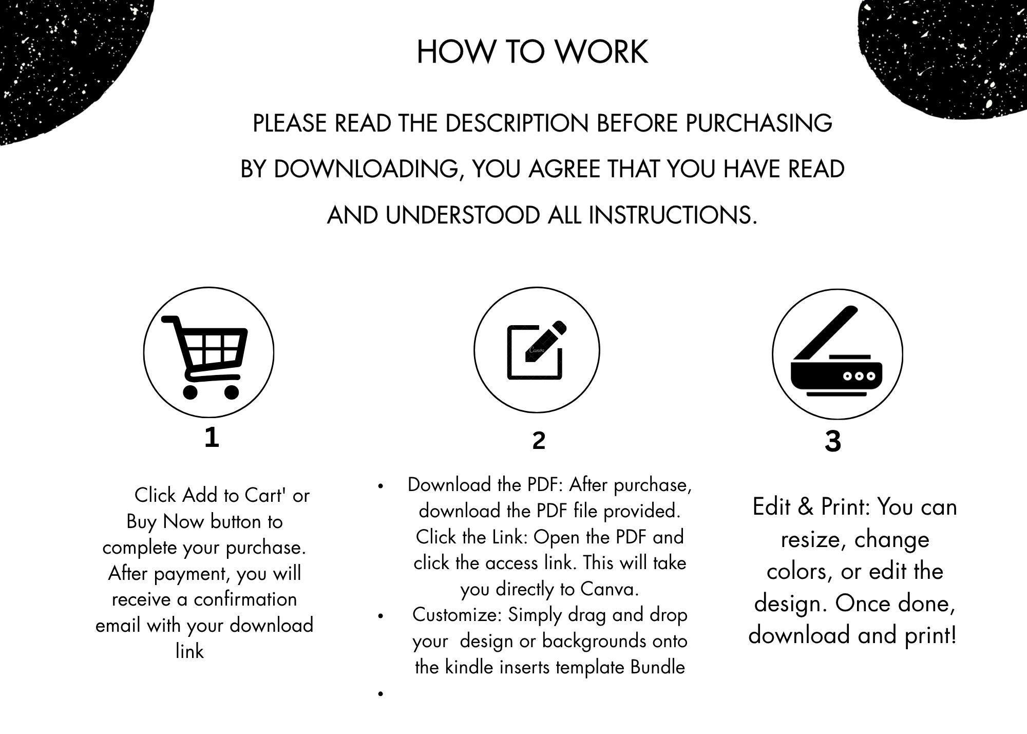 Kindle Inserts Template Bundle | Kindle Paperwhite Case 11th 12th Gen ...
