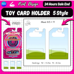 Editable Toy Car Packaging Holder Template | DIY Mini Vehicle Display Backer Cards 5 Styles.
