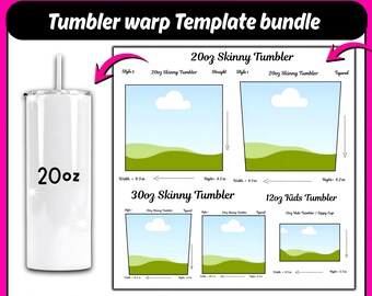 Paquete de plantillas para vasos Canva: vasos para niños de 12 oz, 20 oz y 30 oz (descarga PDF imprimible)