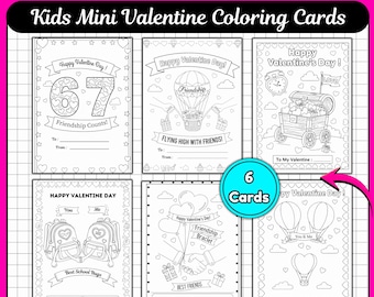 Tarjetas para colorear de San Valentín para niños / Actividad para el aula, imprimible (PDF)
