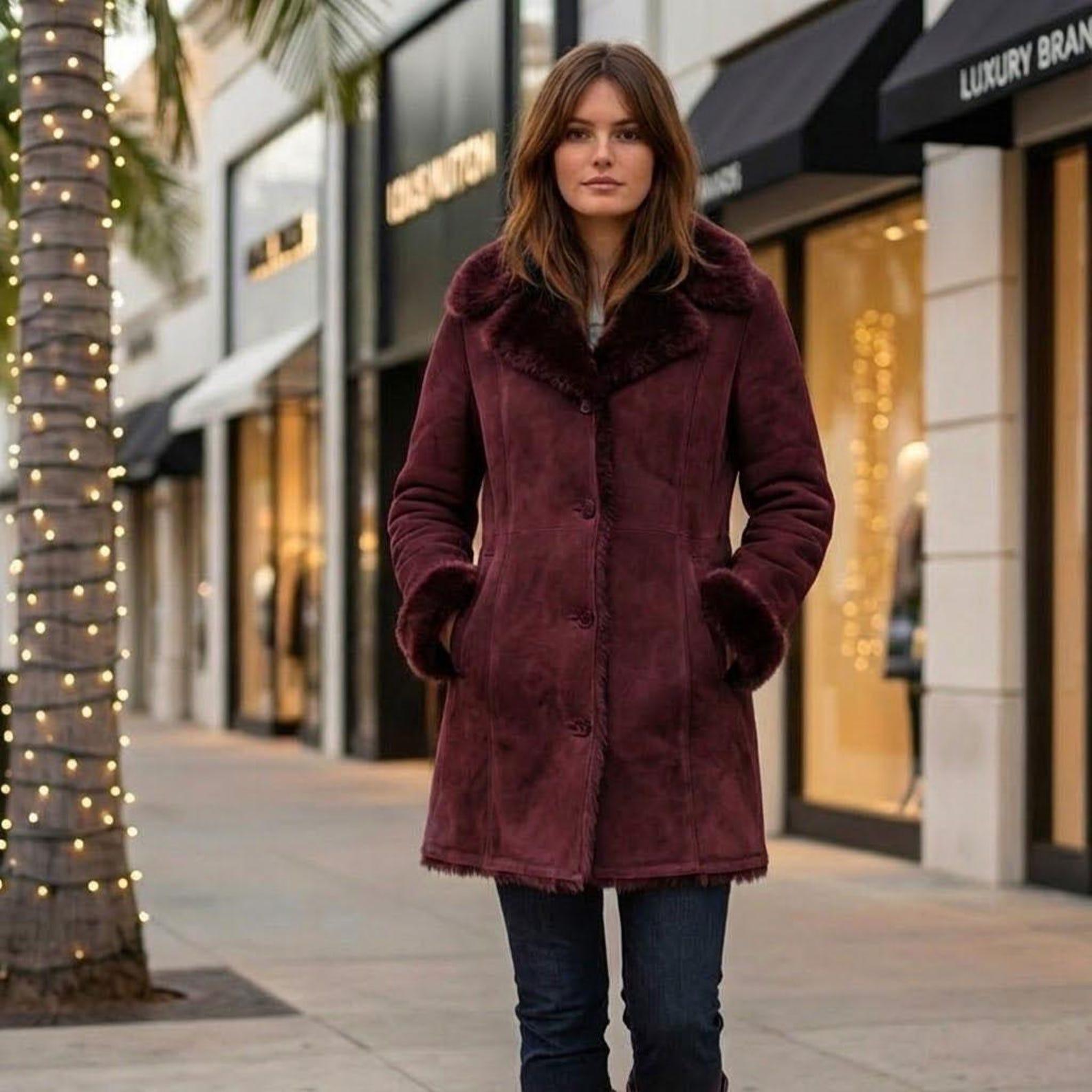 Suede and Fur Coat - Etsy