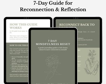 Mindfulness-återställningsdagbok | 7 dagar av uppmaningar, affirmationer och självreflektion | Digital och utskrivbar guide för självvård