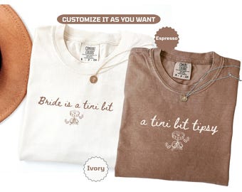 Bride Is A Tini Bit Bachelorette Shirt Espresso Martini Bachelorette Shirts Matching Bridal Party Shirts Tini Bit Tipsy Bridesmaid Tee