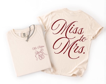 ミス・トゥ・ミセスシャツ パーソナライズされた未来のミセスTシャツ 婚約ギフト 花嫁になるシャツ 結婚式カウントダウン バックプリント ブライダルシャワー オーバーサイズTシャツ