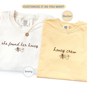 Ze vond haar honing vrijgezellenshirts honing ronde hals bijpassende bruid bruidsmeisjes bruids douche outfit zomer Bach set meisjes reis