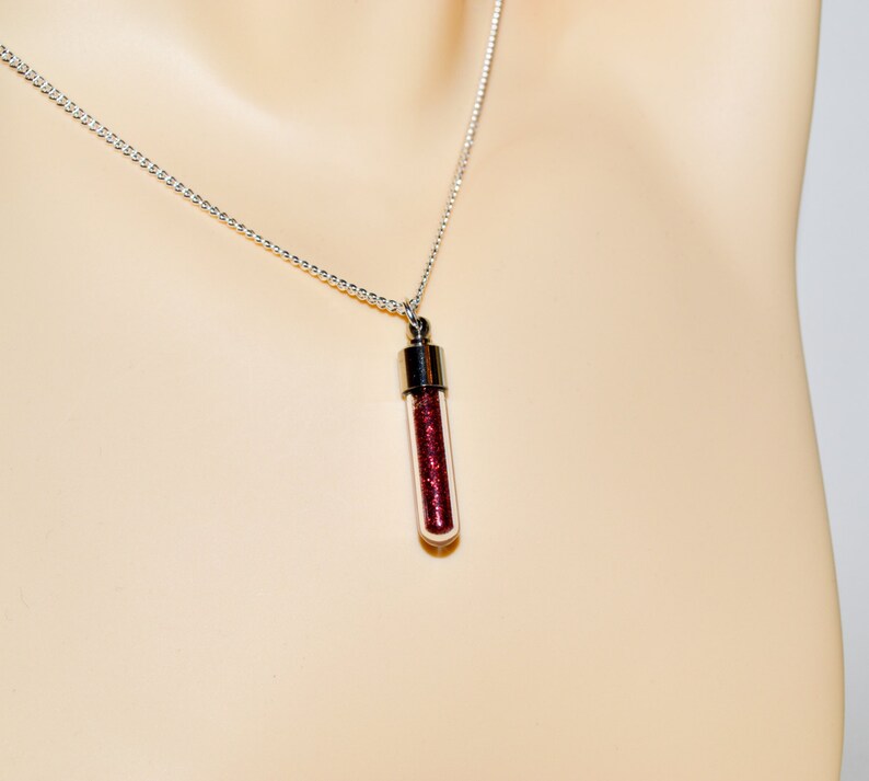 Glitter Necklace Test Tube Necklace Screw Top Vial Glass Etsy