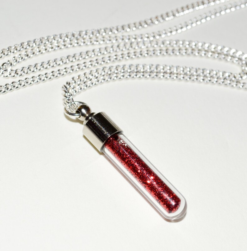 Glitter Necklace Test Tube Necklace Screw Top Vial Glass Etsy