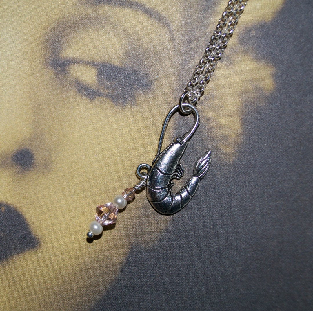 Shrimp Necklace Pink Prawn Pendant Shrimp Charm Sea Etsy UK