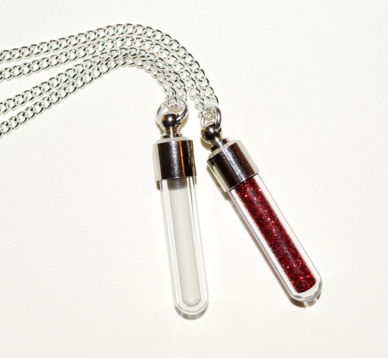 Glitter Necklace Test Tube Necklace Screw Top Vial Glass Etsy