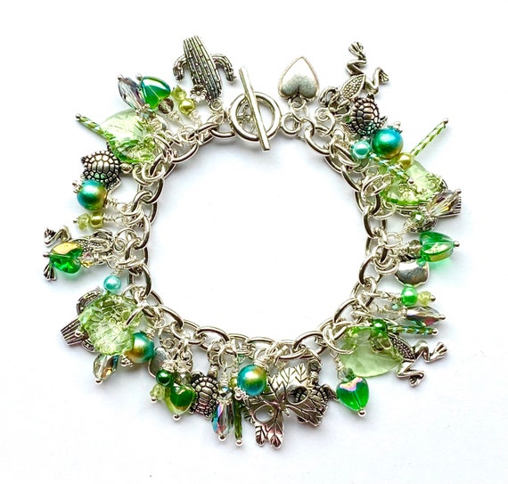 Shades of Green Loaded Charm Bracelet
