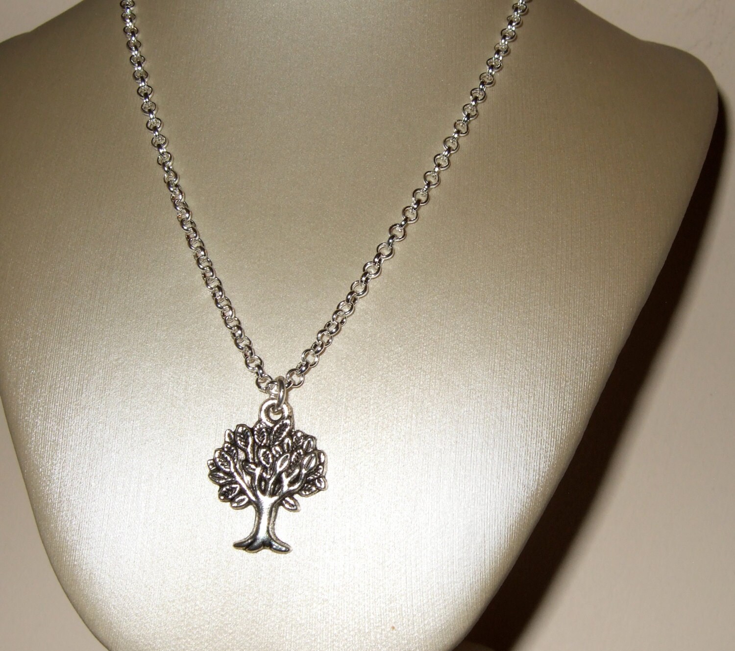 Tree Necklace Oak Tree Charm Silver Tree Necklace Tree of Etsy