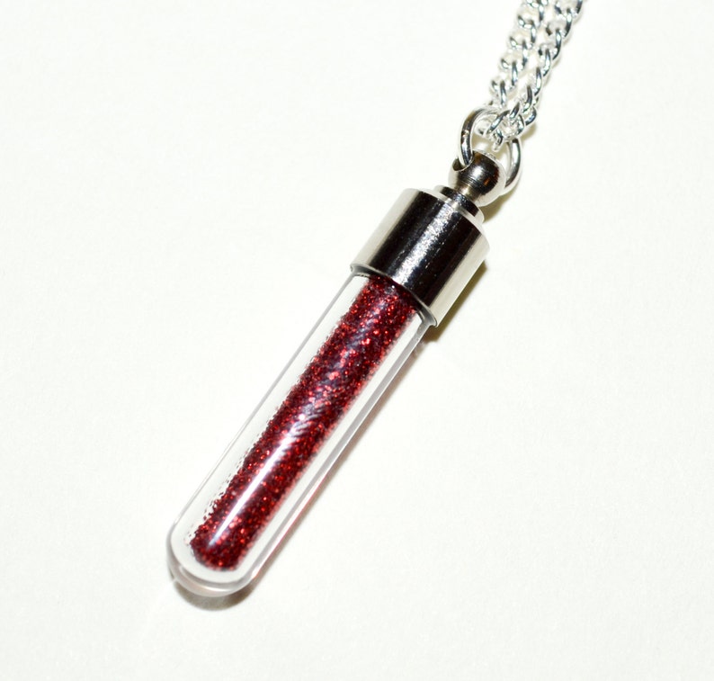 Glitter Necklace Test Tube Necklace Screw Top Vial Glass Etsy