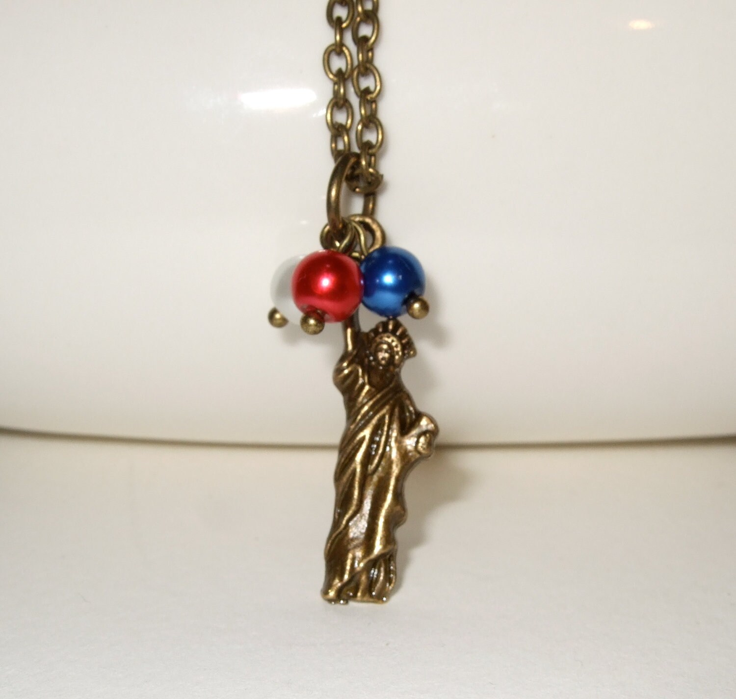 4th of July Statue of Liberty Necklace USA Jewelry Red Etsy