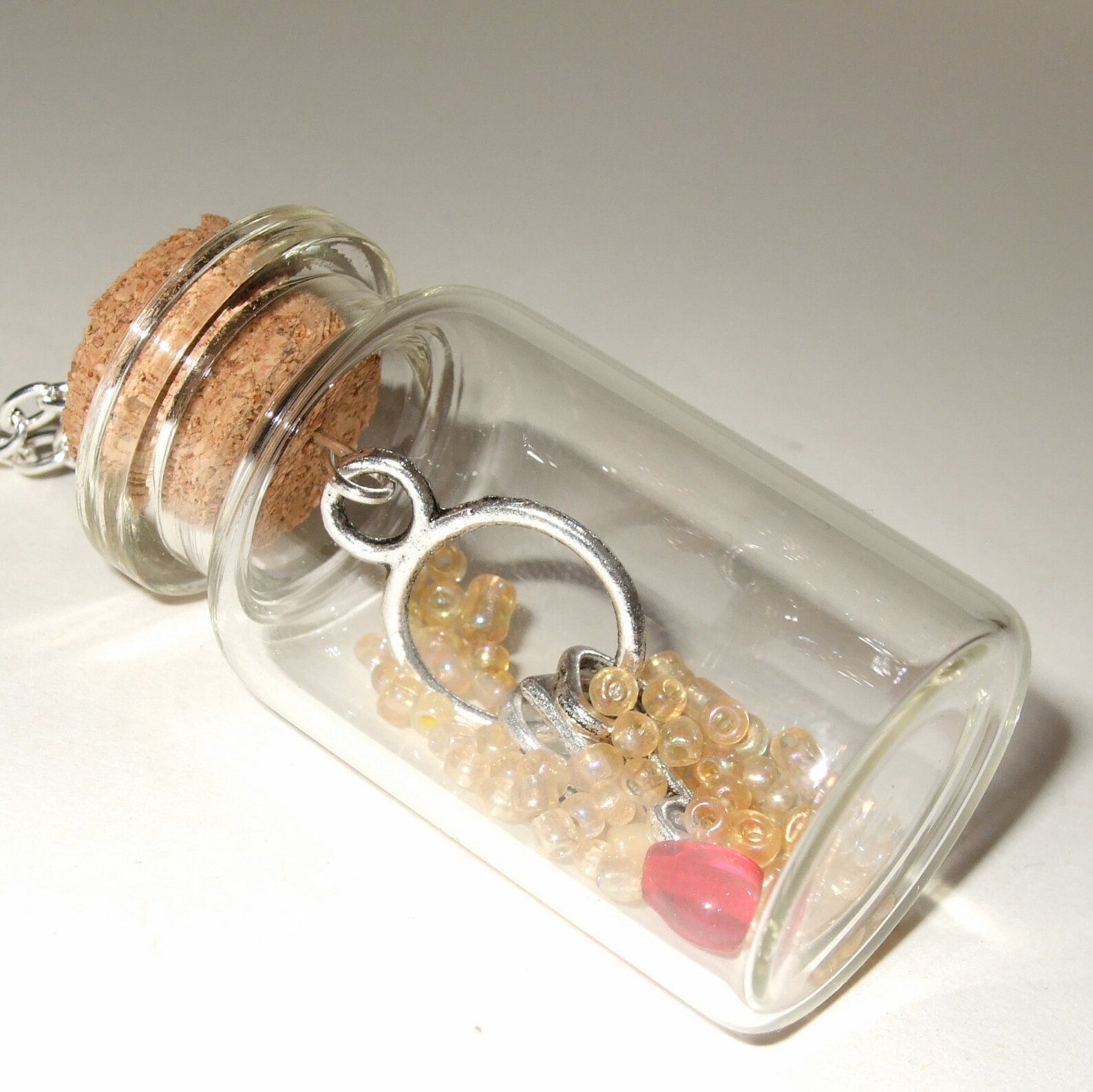 Keys Necklace Bottle Pendant Keys in a Bottle Red Glass Etsy