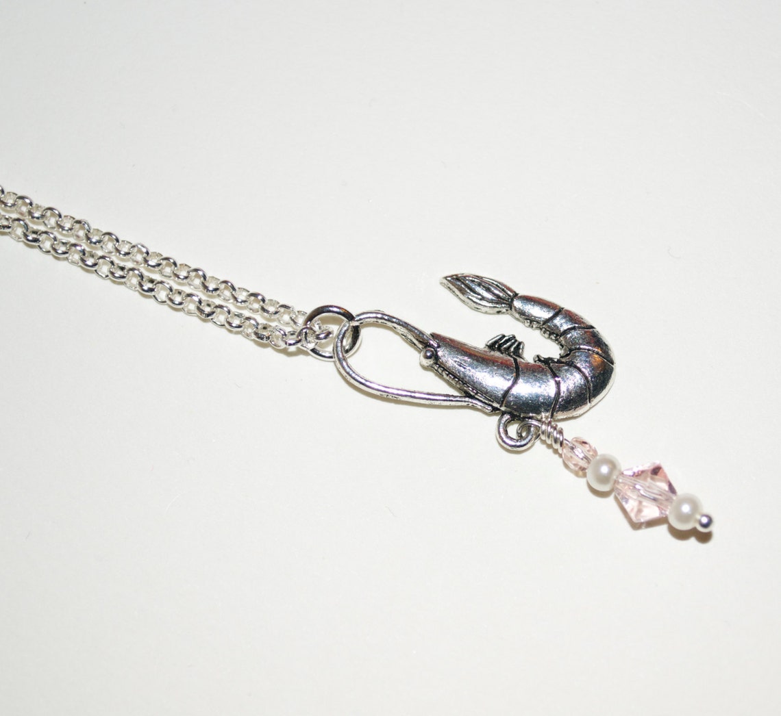 Shrimp Necklace Pink Prawn Pendant Shrimp Charm Sea Etsy UK