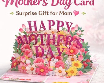 3D Pop Up Flower Bouquet Mother's Day Card, Handmade Surprise Gift for Mom