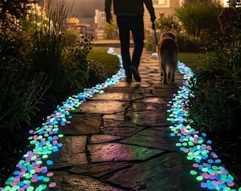 Handmade Glow in the Dark Pebbles,Garden Decor,Home decor,Landscape Stones,1 Inch Marble