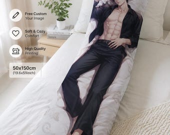 Custom Anime Body Pillow Case, Personalized Photo Pillow Cover, Gift for Boyfriend, Home Decor Christmas Gift