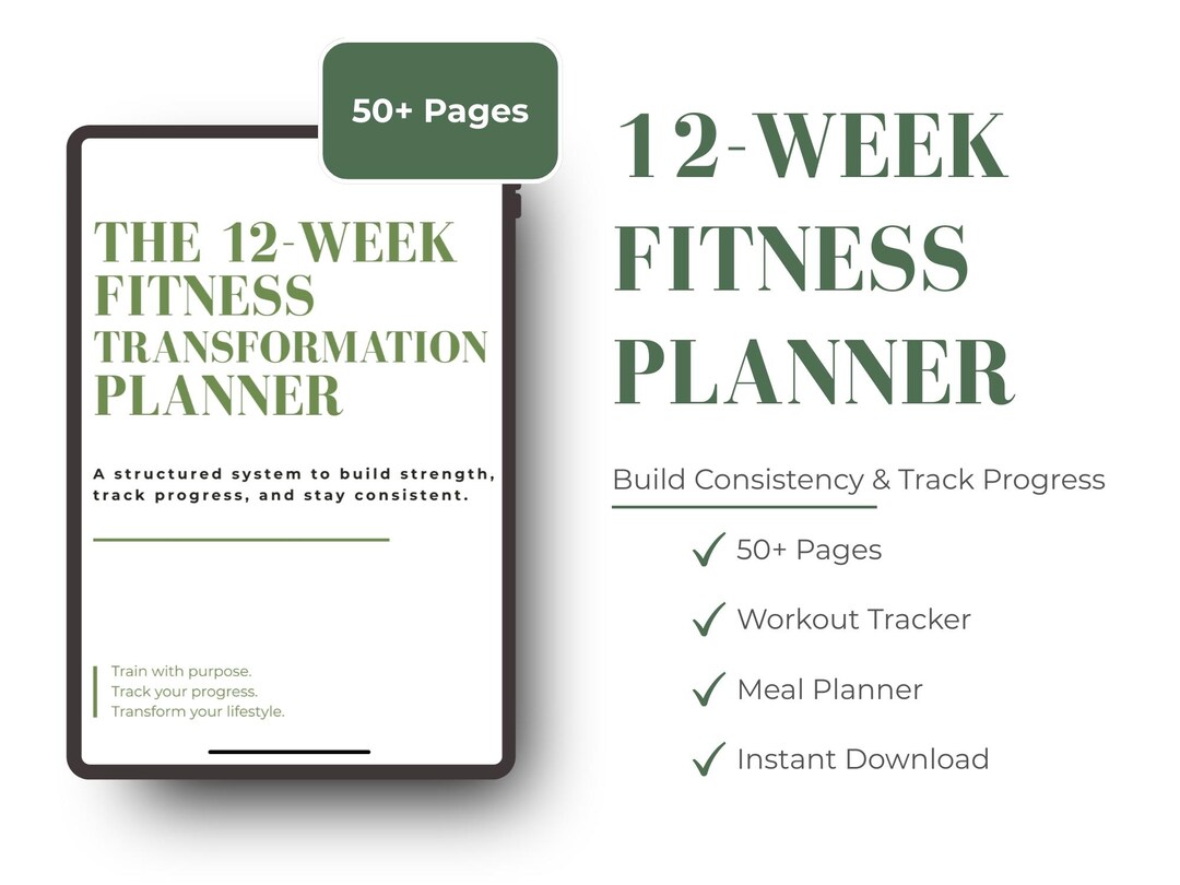Fitness Planner Printable | 12 Week Workout Log, Habit Tracker, Meal ...