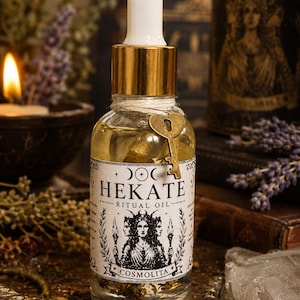 Hekate Ritualöl | Schutz vor negativer Energie | Hexenöl | Altaröl Mondritual | Pagan Wicca Spell Oil für Spirituelle Rituale und Intuition