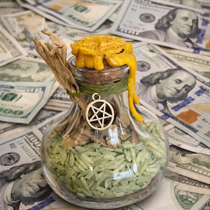 Geldspreukenpot – Ritueel glas voor welvaart, geld en succes – Spiritueel manifestatieritueel voor overvloed en financiële voorspoed