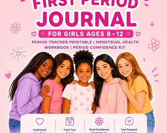 Period Journal for Girls Ages 8–12 | First Period Tracker & Tween Self-Care Journal | Printable Menstrual Health Workbook