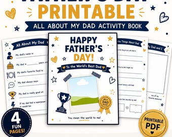 All About My Dad Printable PDF | Father's Day Activity Booklet for Kids | Dad Interview Questions | Keepsake Gift | Instant Download