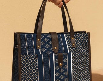 Handbag Indigo Blue Tote Bag with Matching Pouch