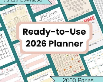 2026 Bullet Journal Planner Printable Pre Dated 2026 Planner Template Daily Weekly Monthly Planner Bundle Digital Planner PDF 4 Size Options