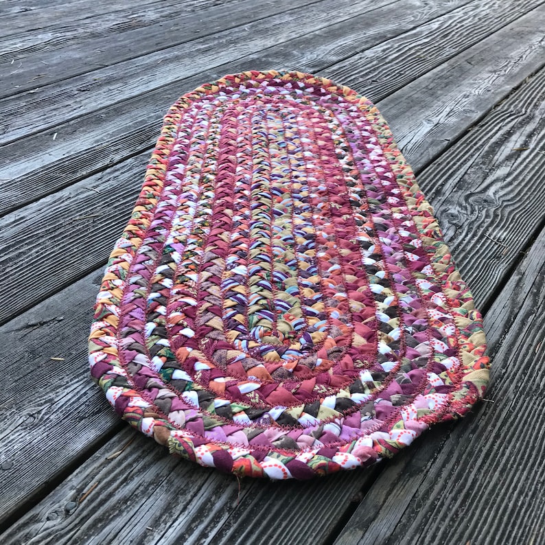 27 Long Oval Table Runner Ragrug Braided Fall Decor Table Etsy