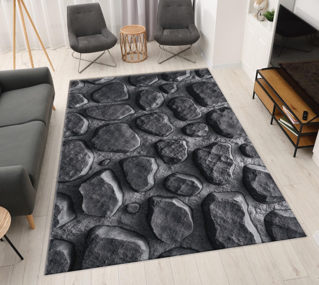Stone Rug Design 3D Pebble Texture Rug: Modern Stone Pattern Runner - Etsy