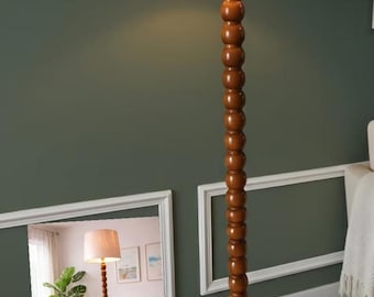 48” Wooden Floor Lamp Mid Century Modern Standing Lamp Handmade Wooden Home Decor Lamp