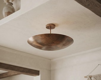 Brass Bowl Pendant Light – Minimalist Ceiling Fixture, Mid Century Hanging Lamp