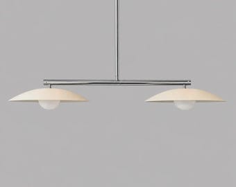 Luminária pendente linear leve: Lustre moderno de meados do século XX para ilha de cozinha