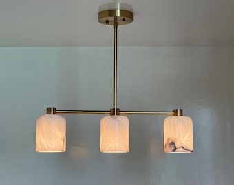 Alabaster Deckenleuchte Moderne Messing 3 Leuchte Mid Century Beleuchtung
