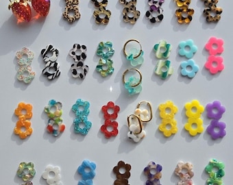 Pampilles fleurs et fraises interchangeables pour boucles d'oreilles créoles