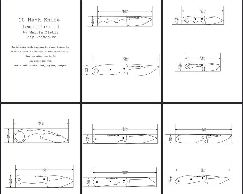 10 Knife Templates Neck Knife II Knifemaker Stencils Vector Graphics ...