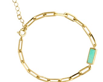 Silver bracelet with amazonite, 18ct gold plated